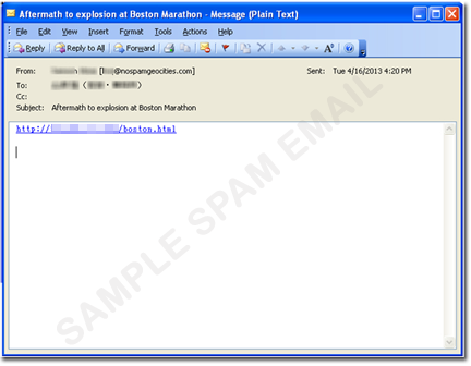 Figure 1. Sample spam email related to the Boston Marathon blast